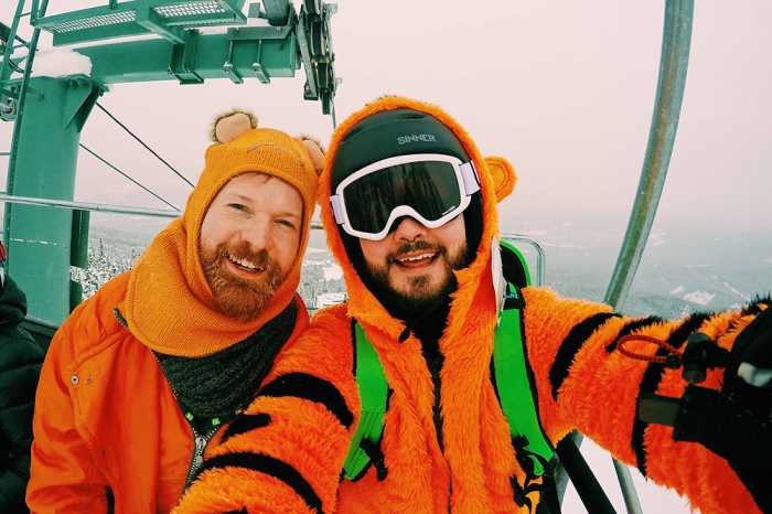 Couple of Men Karl and Daan Gay Travel Bloggers Ski Lift
